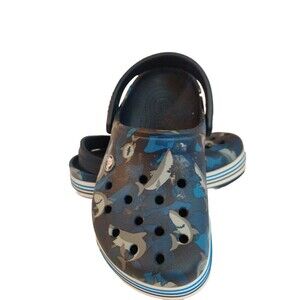 Crocs Kids Clog Sz J 1  Shark Shoes Blue